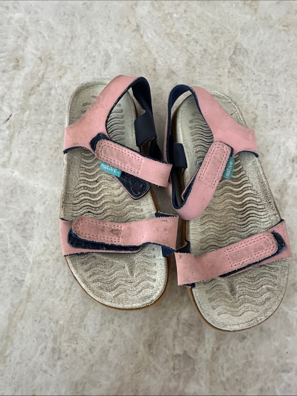 Native Pink And Navy Adjustable Strap Sandals